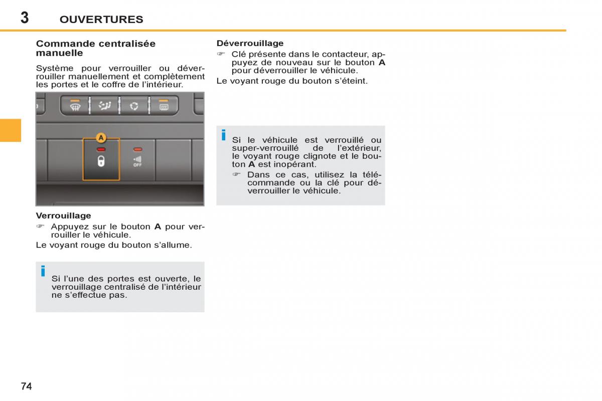 Peugeot 207 CC manuel du proprietaire / page 76