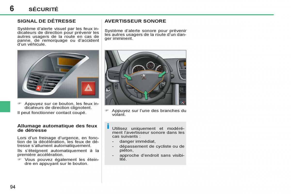 Peugeot 207 CC manuel du proprietaire / page 96