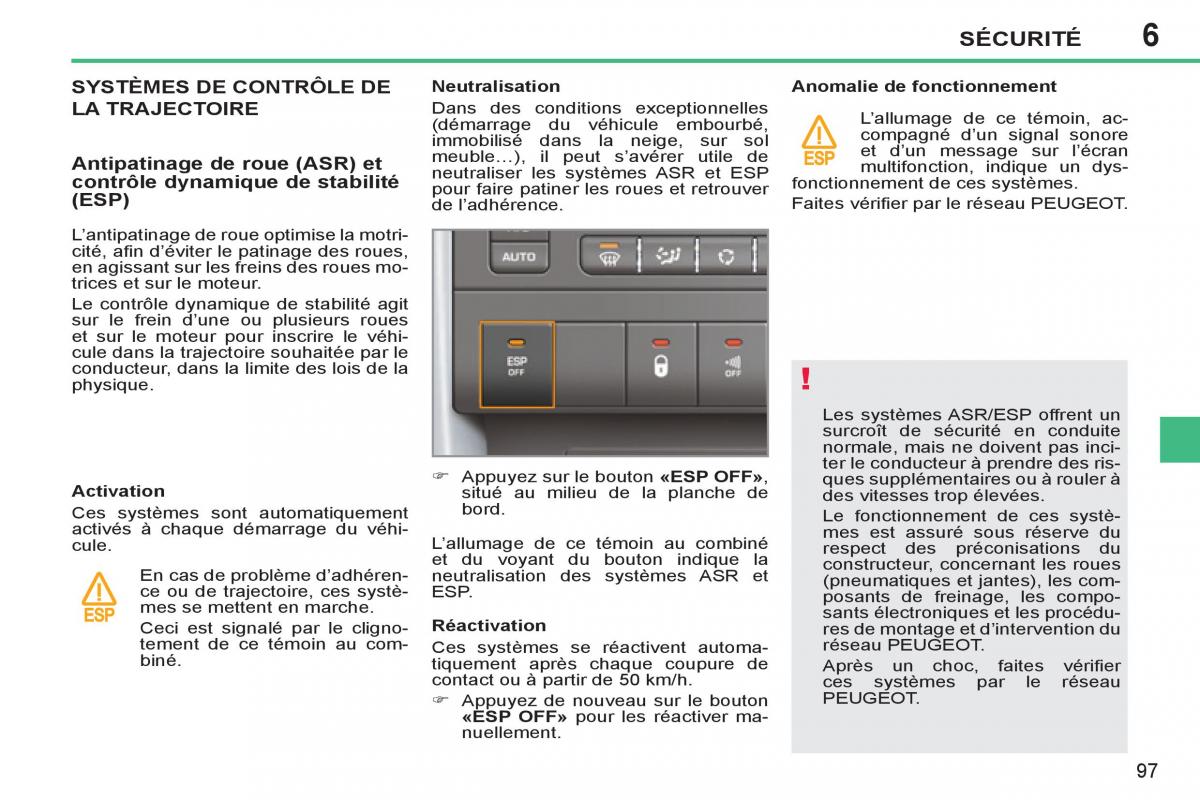 Peugeot 207 CC manuel du proprietaire / page 99