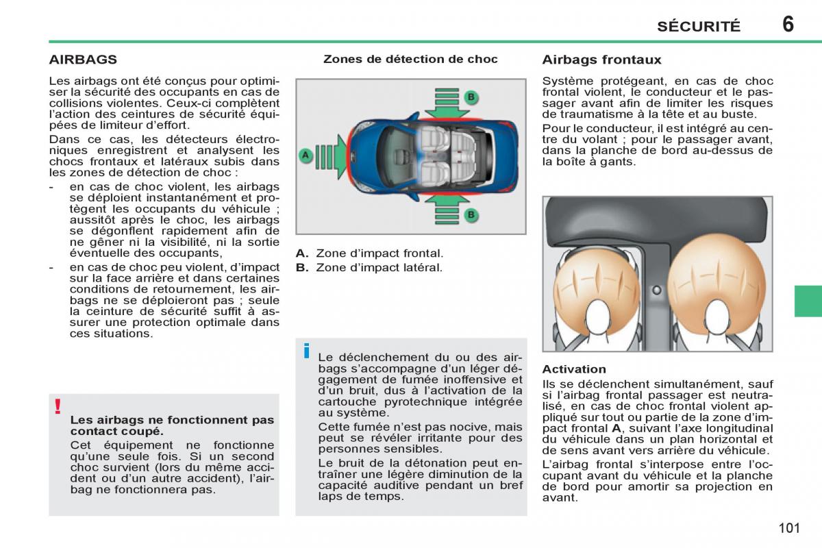 Peugeot 207 CC manuel du proprietaire / page 103