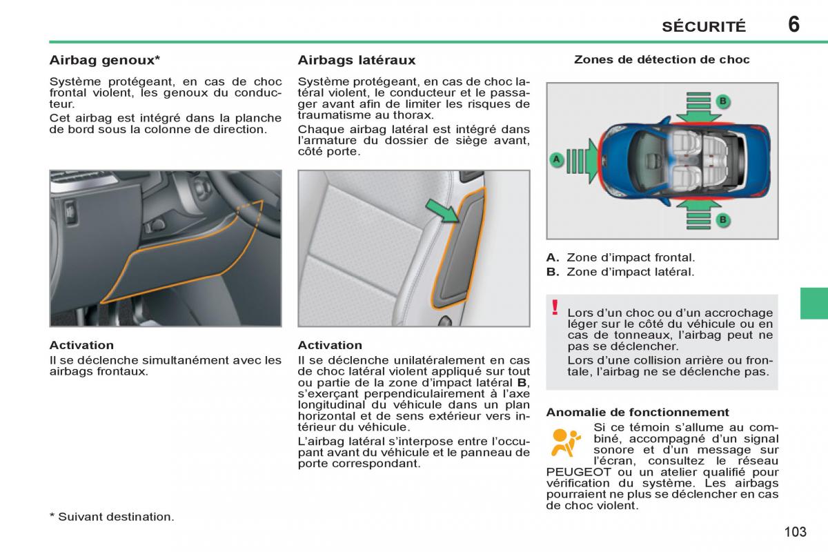 Peugeot 207 CC manuel du proprietaire / page 105