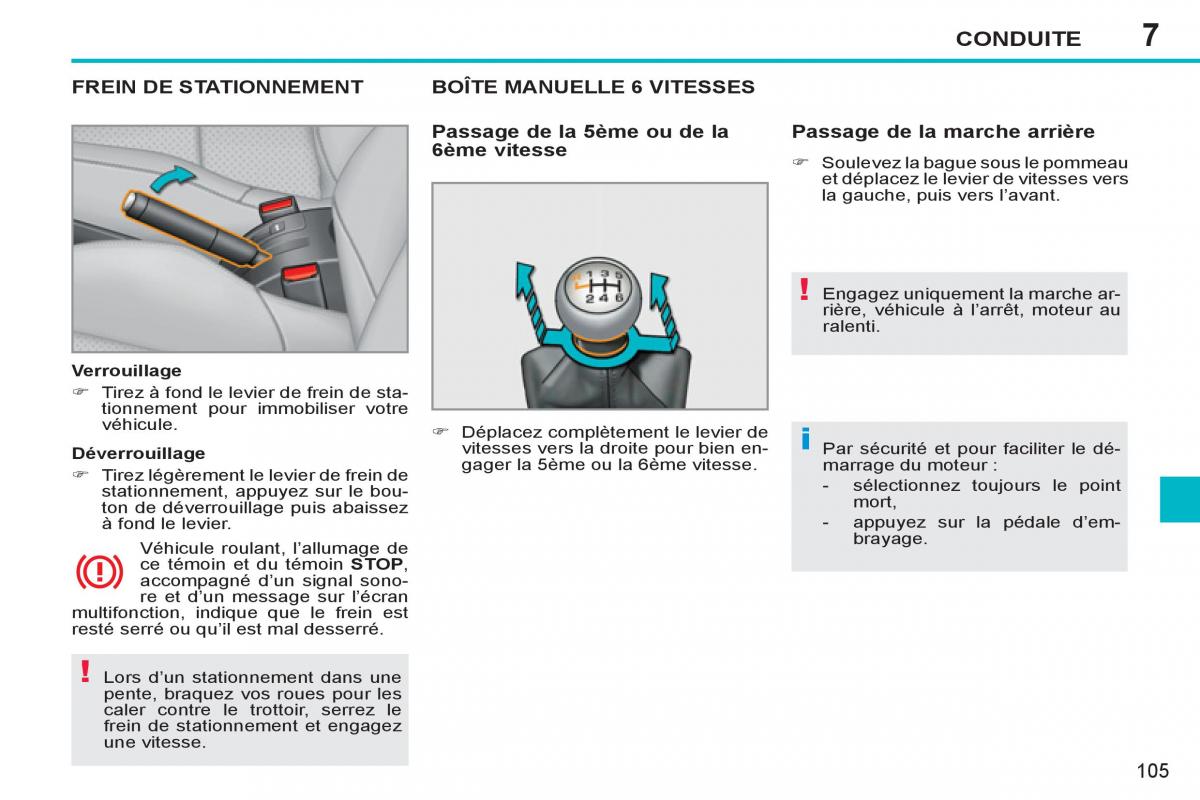 Peugeot 207 CC manuel du proprietaire / page 107