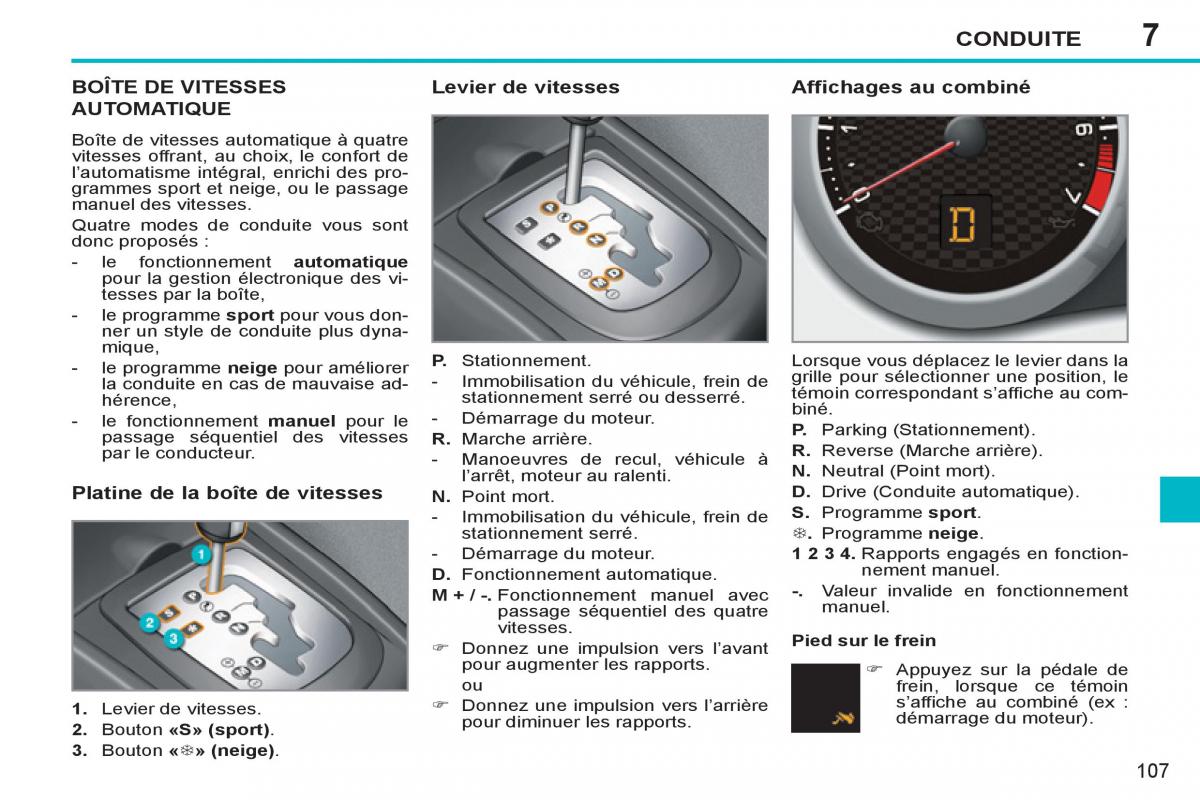 Peugeot 207 CC manuel du proprietaire / page 109