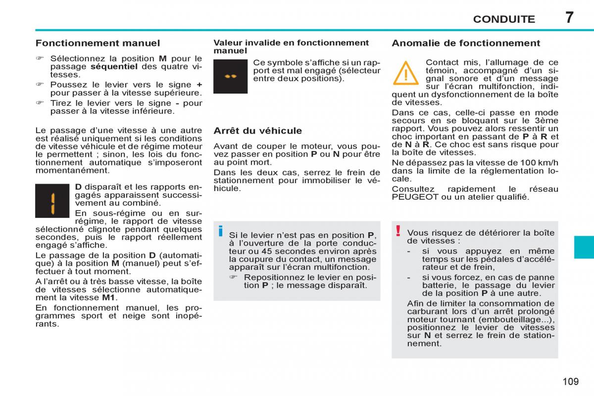 Peugeot 207 CC manuel du proprietaire / page 111