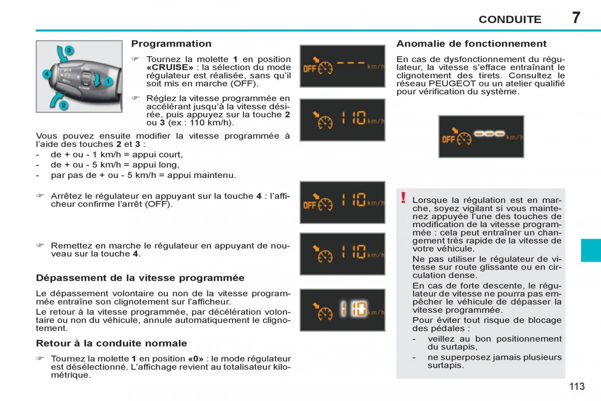 Peugeot 207 CC manuel du proprietaire / page 115