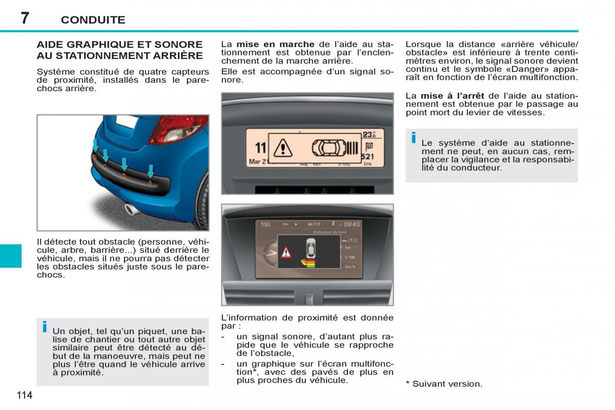 Peugeot 207 CC manuel du proprietaire / page 116