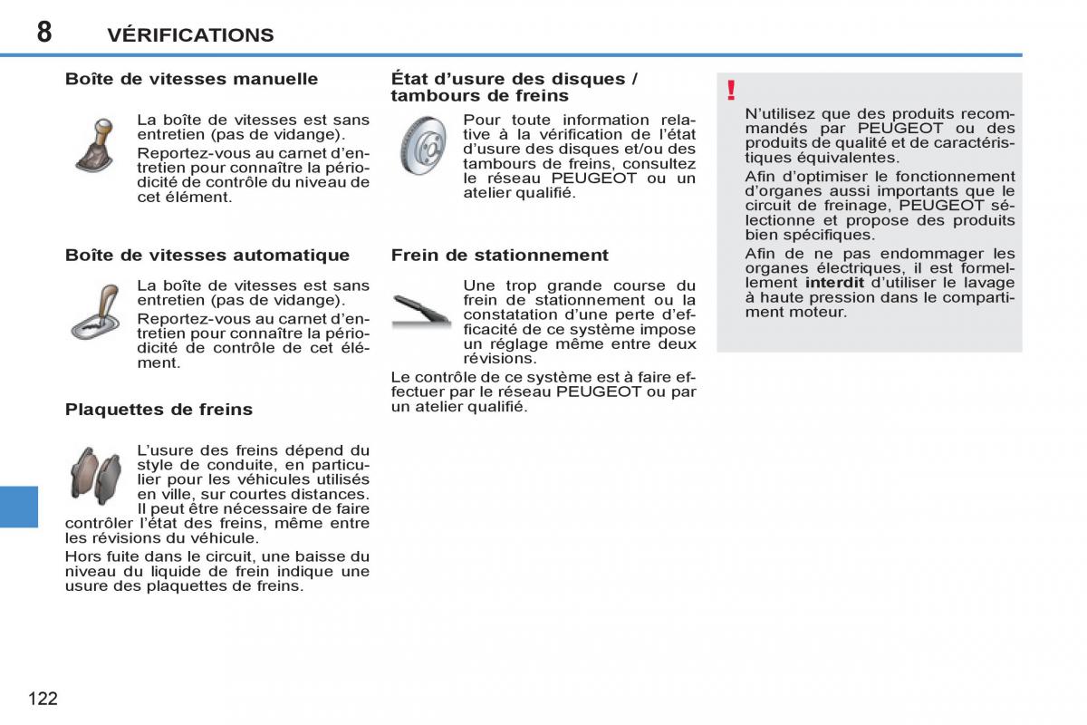 Peugeot 207 CC manuel du proprietaire / page 124