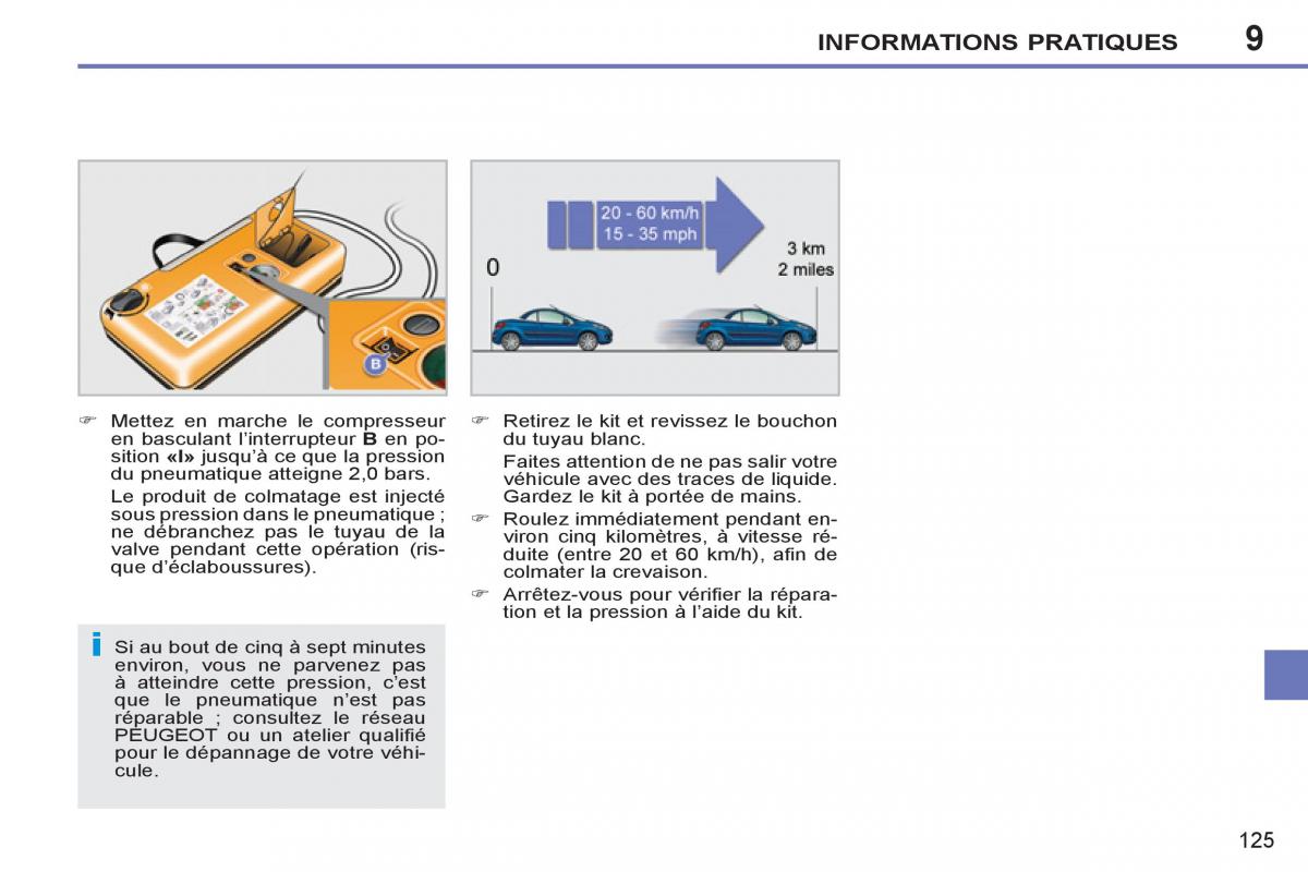 Peugeot 207 CC manuel du proprietaire / page 127