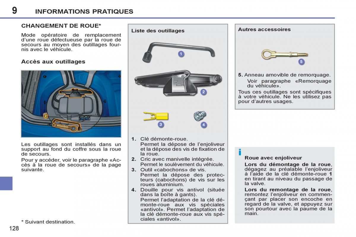 Peugeot 207 CC manuel du proprietaire / page 130