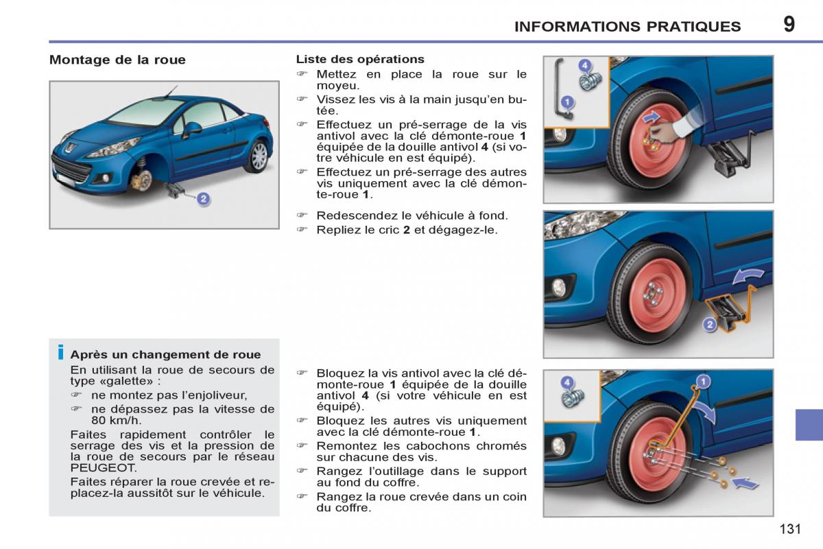 Peugeot 207 CC manuel du proprietaire / page 133