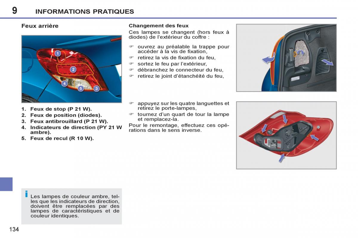 Peugeot 207 CC manuel du proprietaire / page 136