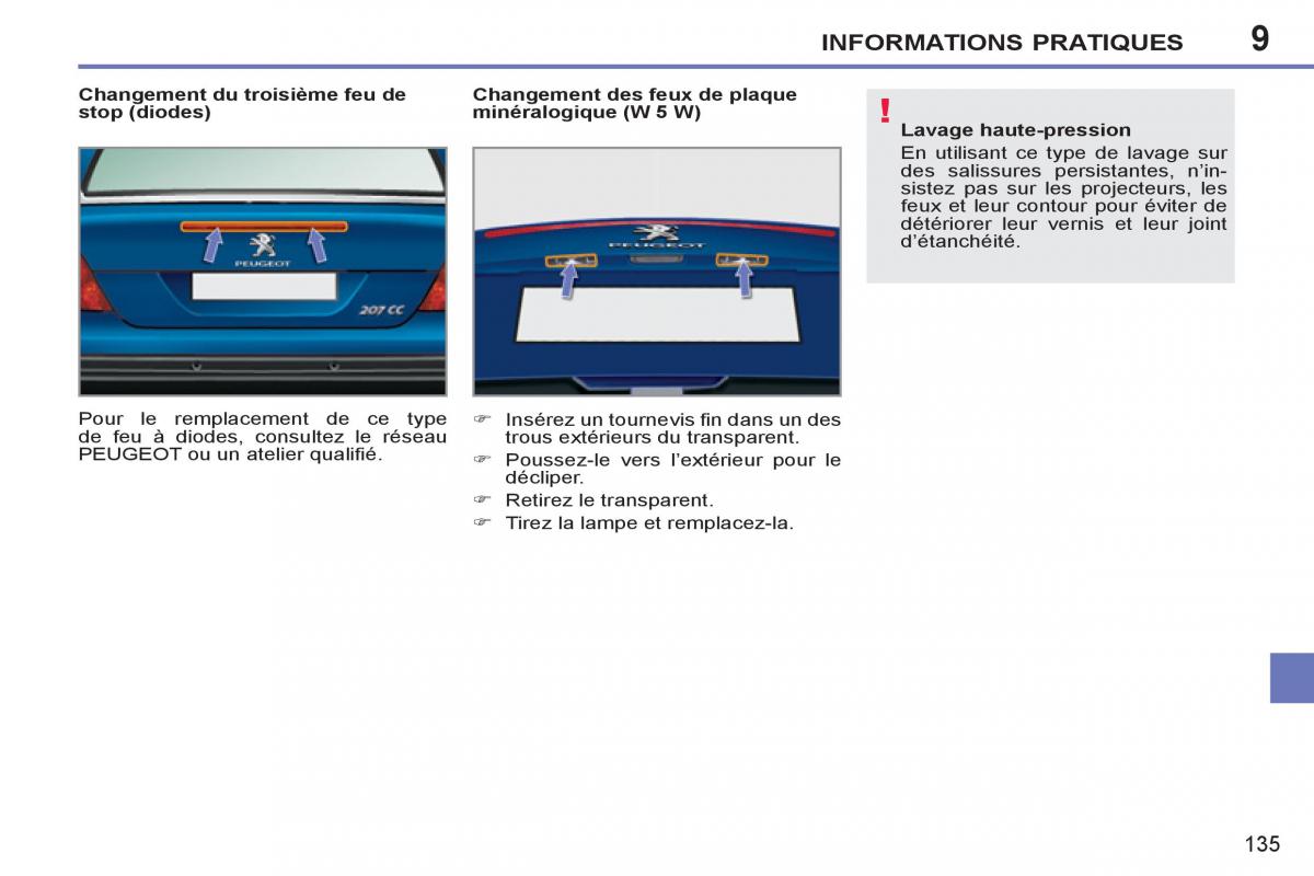 Peugeot 207 CC manuel du proprietaire / page 137