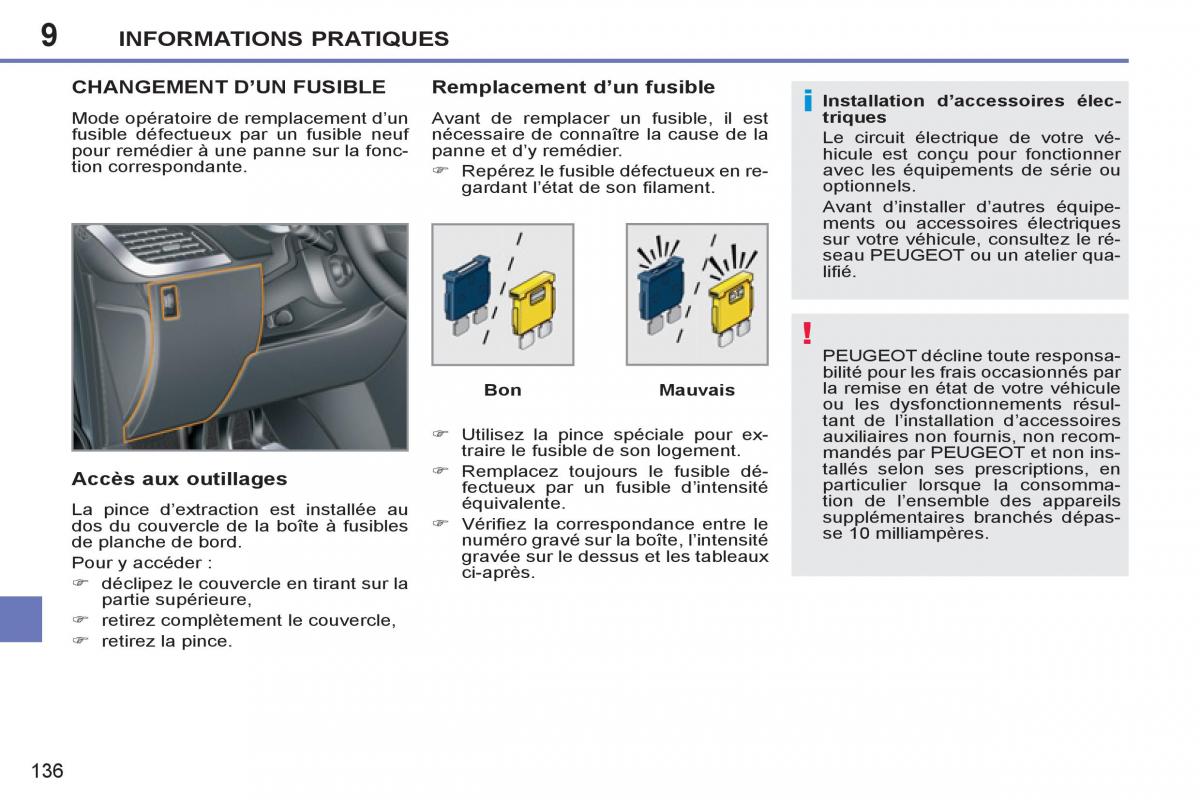 Peugeot 207 CC manuel du proprietaire / page 138