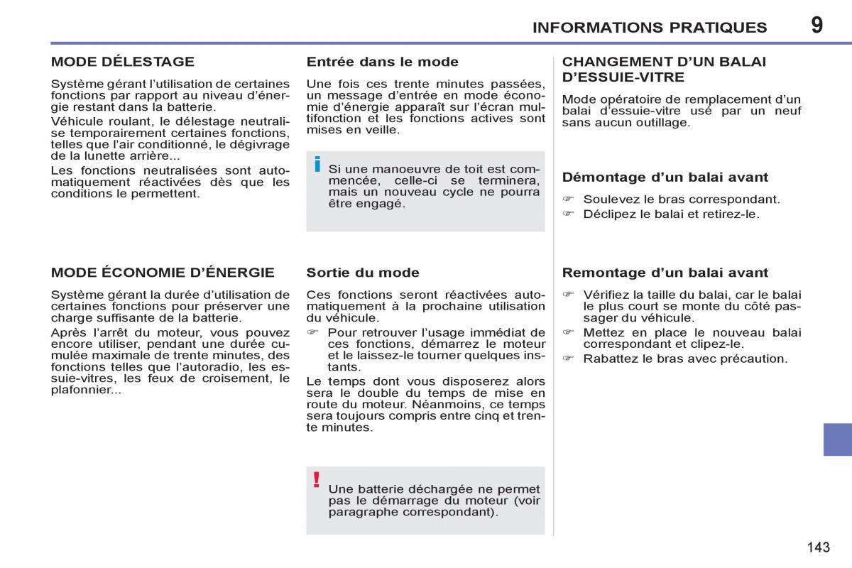 Peugeot 207 CC manuel du proprietaire / page 145