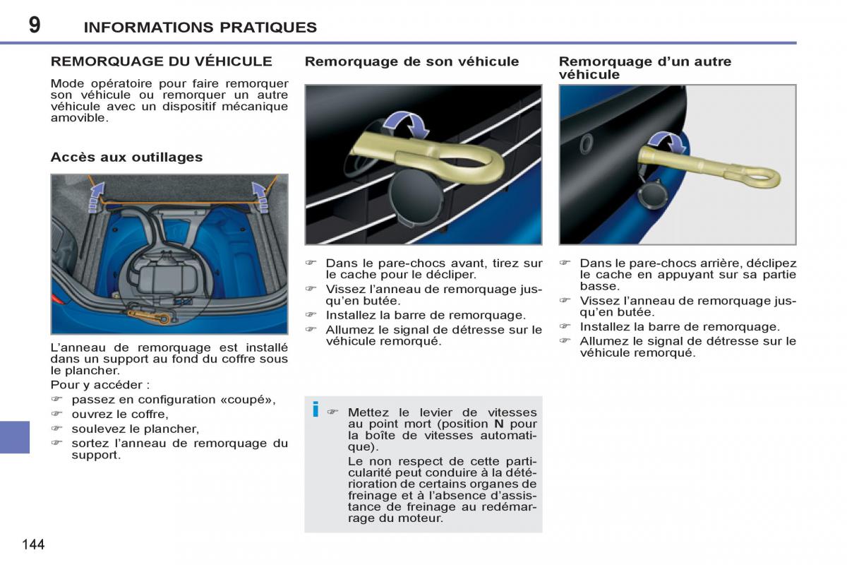 Peugeot 207 CC manuel du proprietaire / page 146