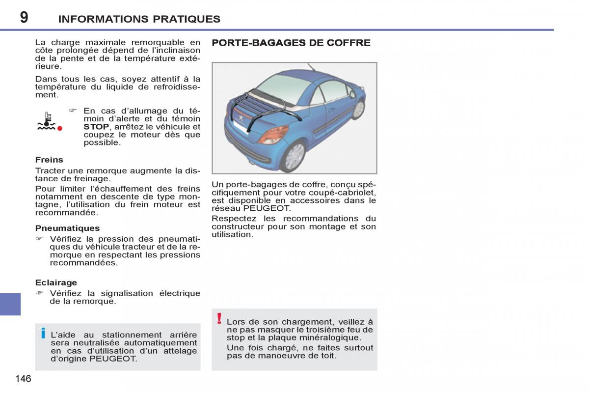 Peugeot 207 CC manuel du proprietaire / page 148