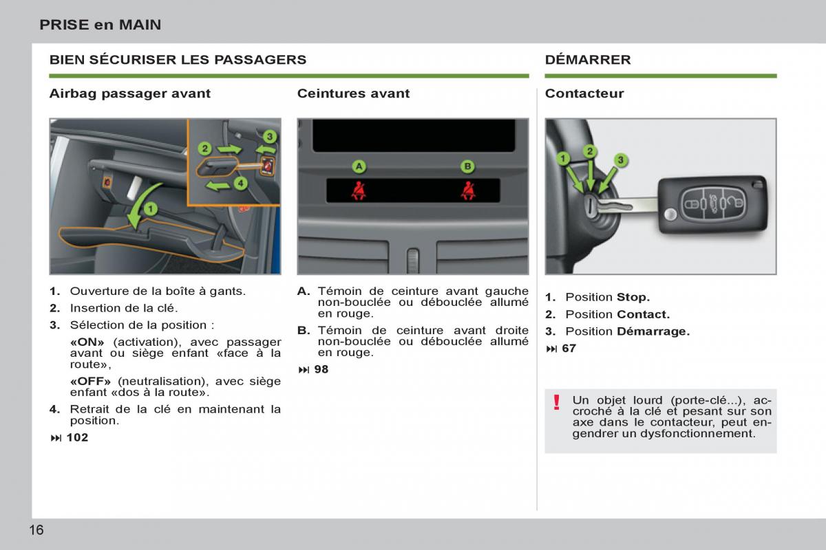 Peugeot 207 CC manuel du proprietaire / page 18