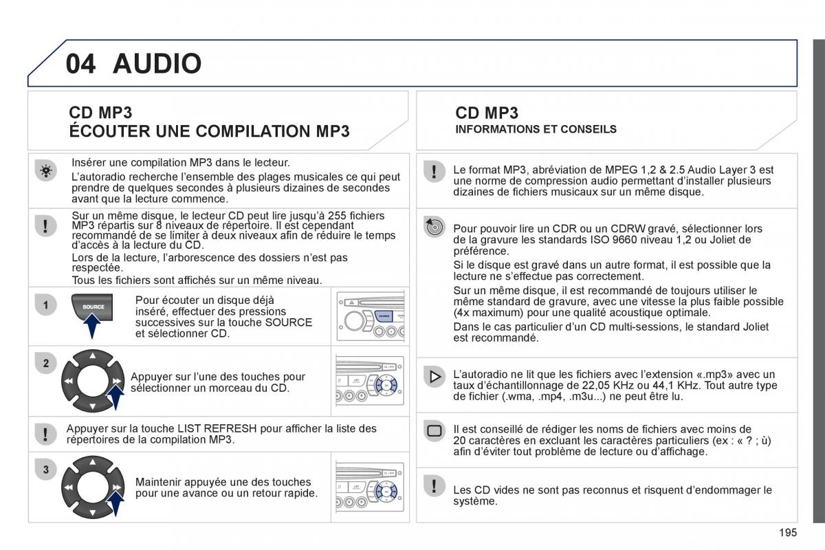 Peugeot 207 CC manuel du proprietaire / page 197