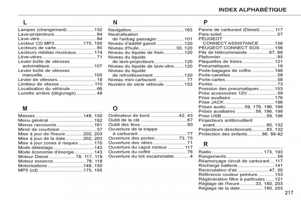 Peugeot 207 CC manuel du proprietaire / page 219