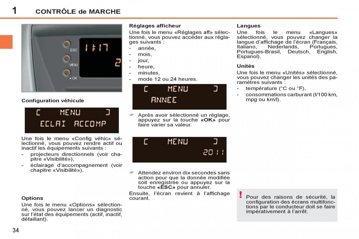 Peugeot 207 CC manuel du proprietaire / page 36