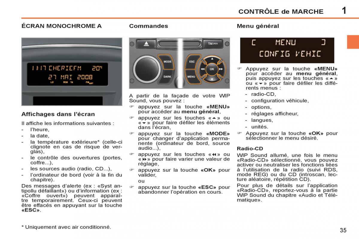 Peugeot 207 CC manuel du proprietaire / page 37