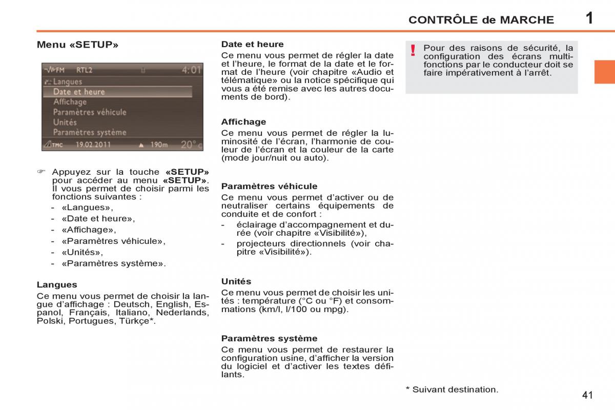 Peugeot 207 CC manuel du proprietaire / page 43