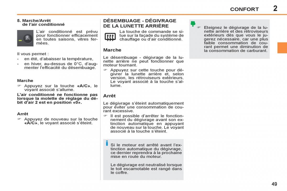 Peugeot 207 CC manuel du proprietaire / page 51