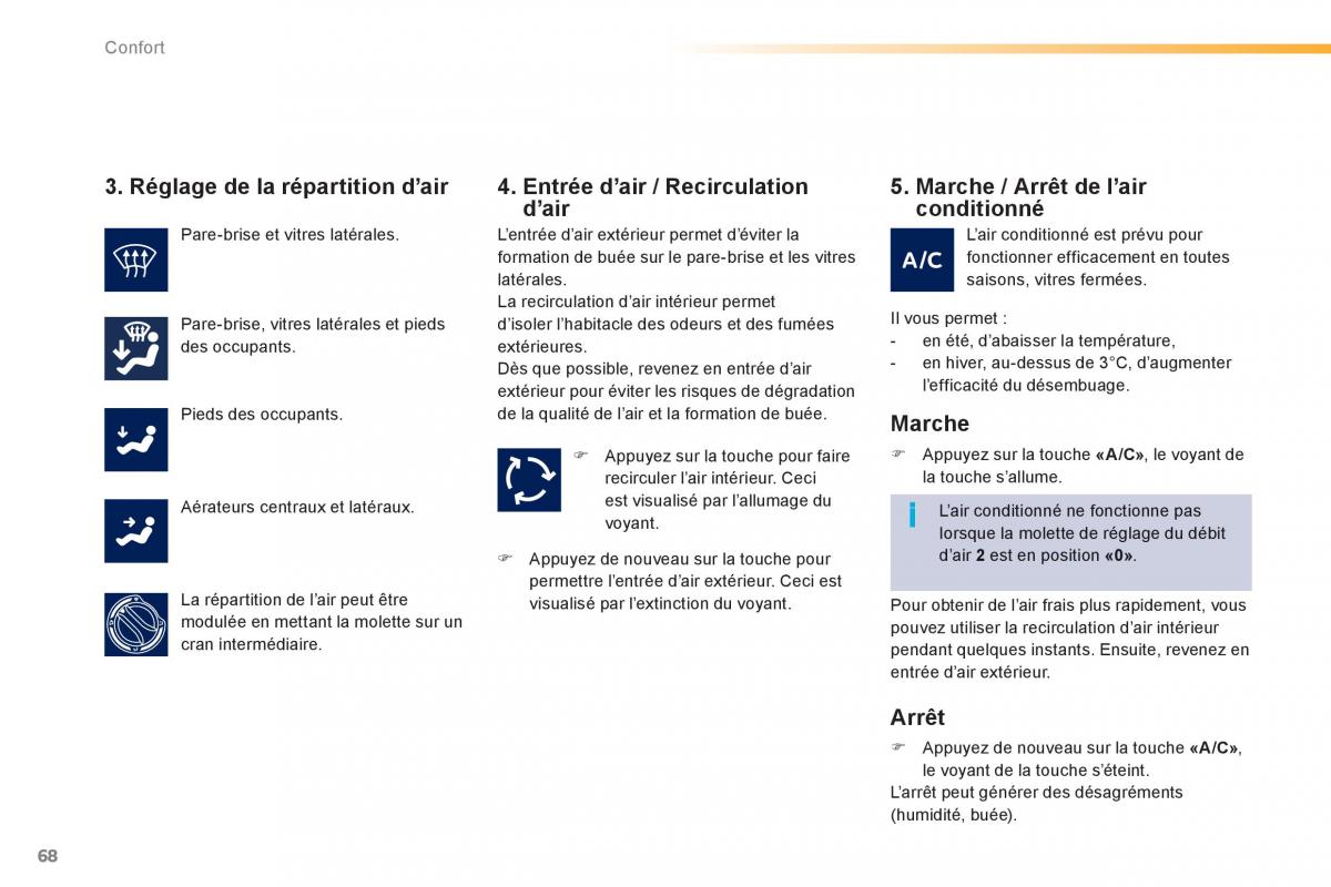 Peugeot 208 manuel du proprietaire / page 70