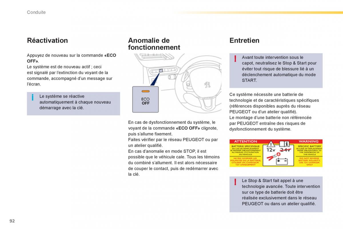 Peugeot 208 manuel du proprietaire / page 94