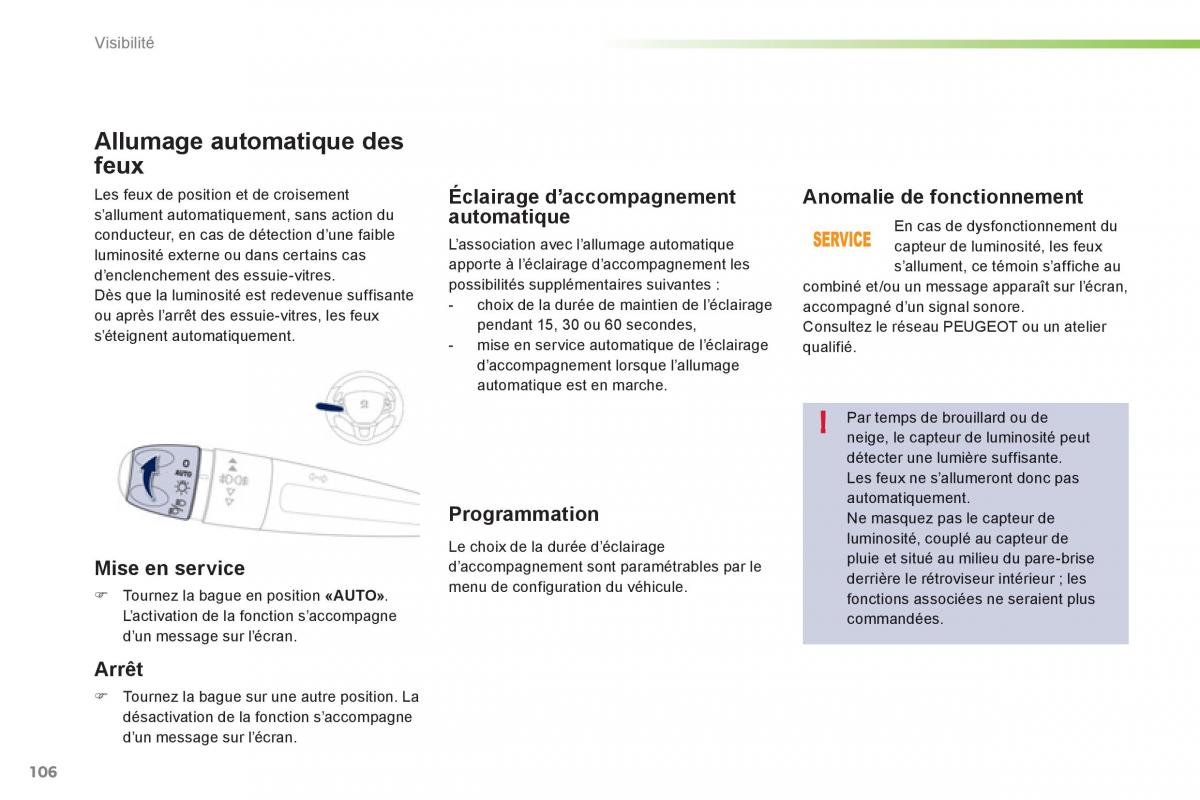 Peugeot 208 manuel du proprietaire / page 108