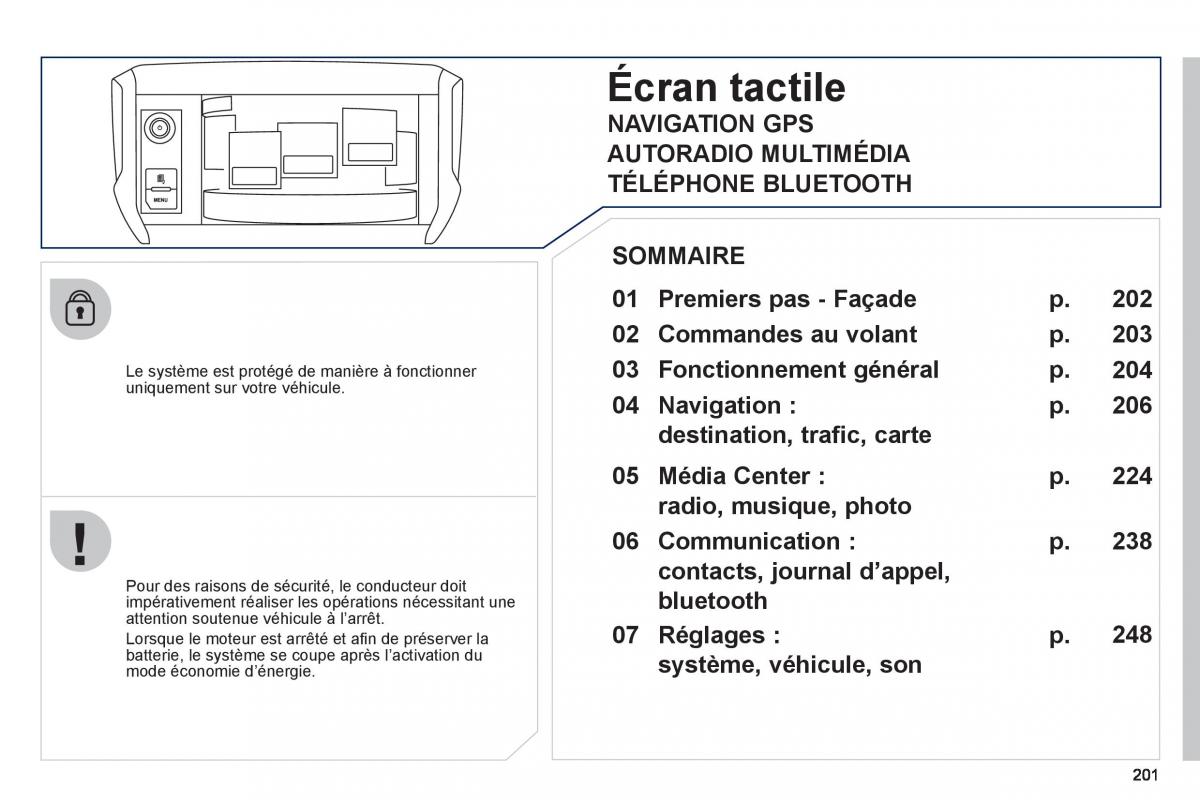 Peugeot 208 manuel du proprietaire / page 203