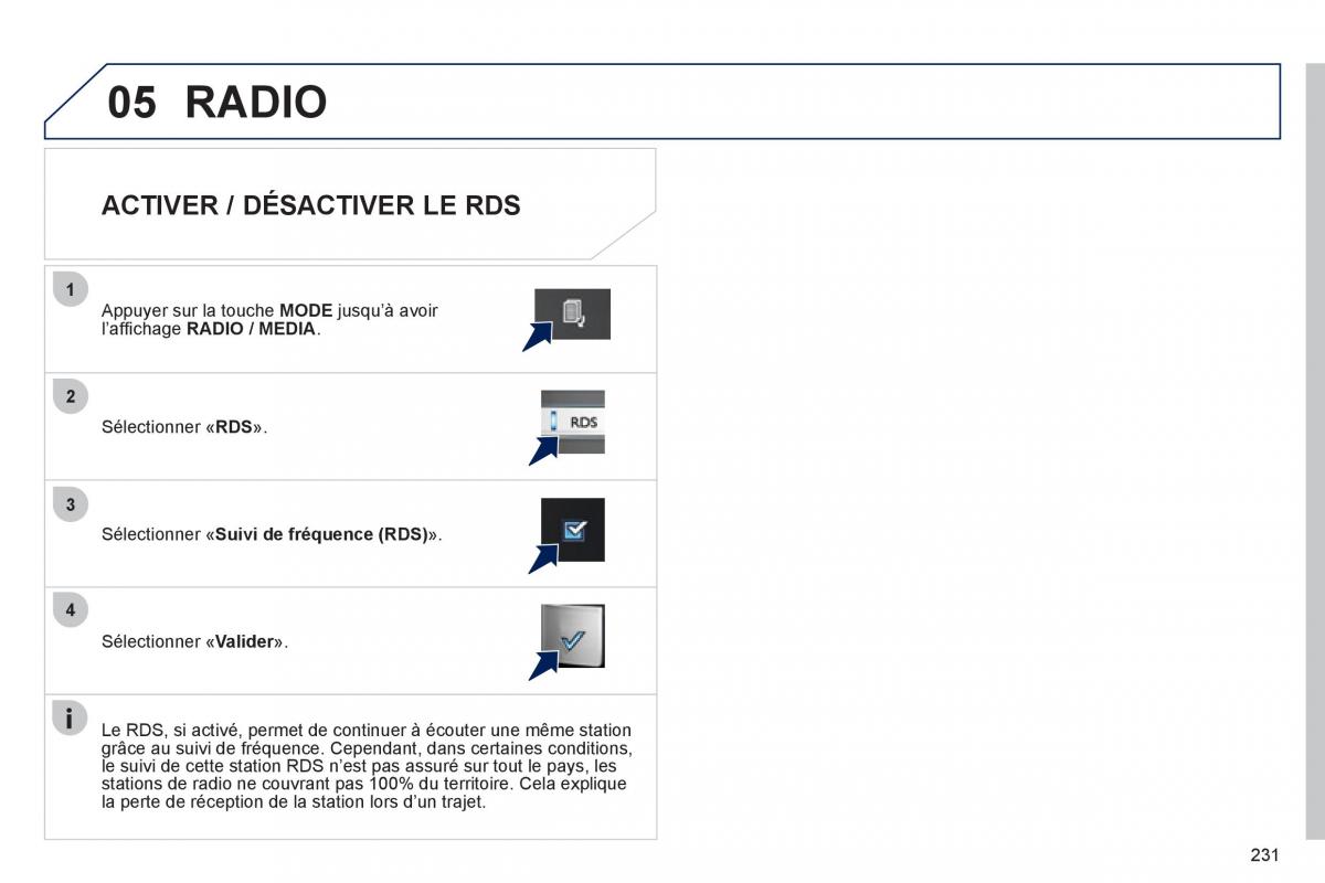 Peugeot 208 manuel du proprietaire / page 233