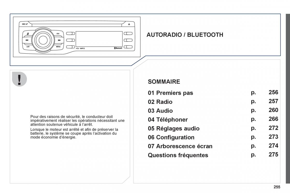 Peugeot 208 manuel du proprietaire / page 257