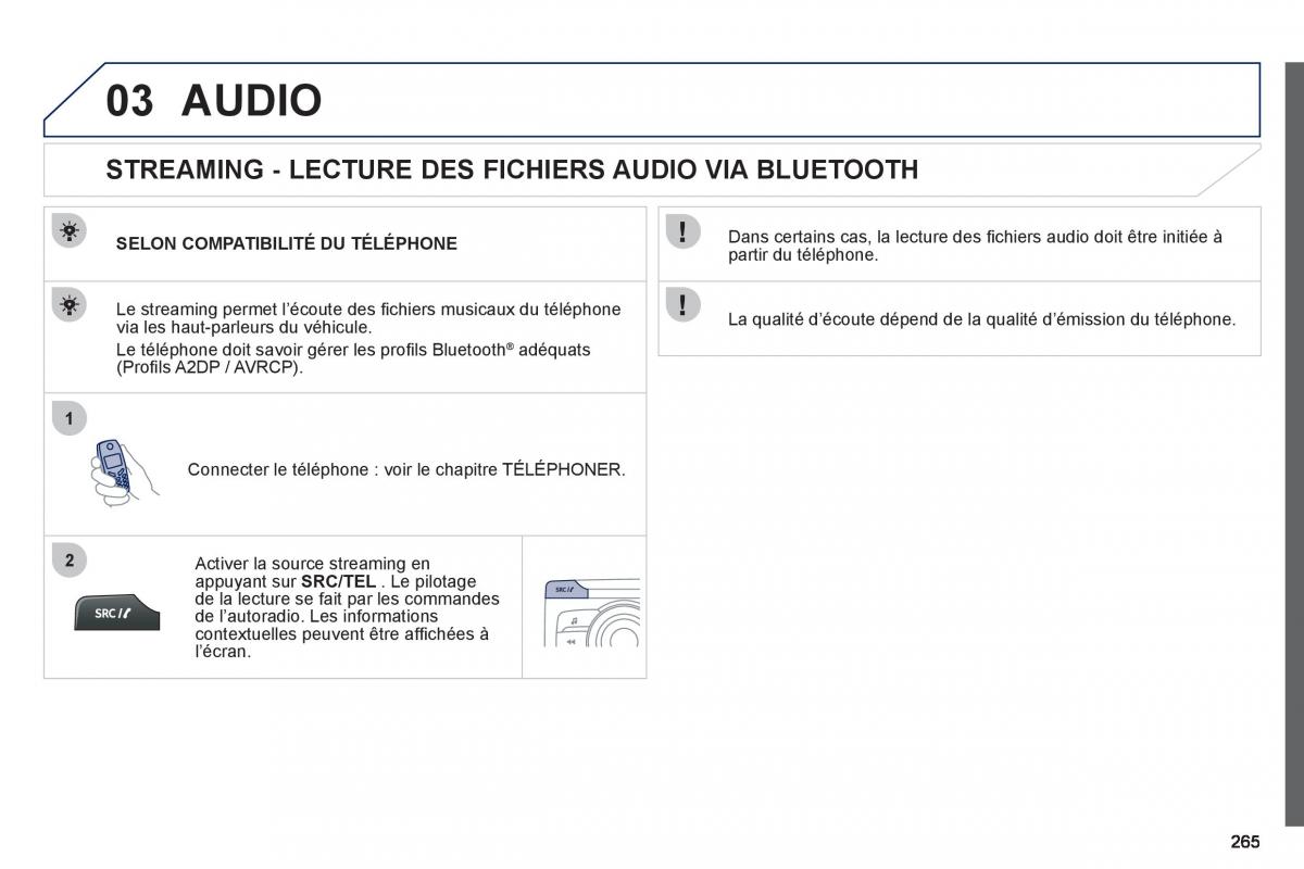 Peugeot 208 manuel du proprietaire / page 267