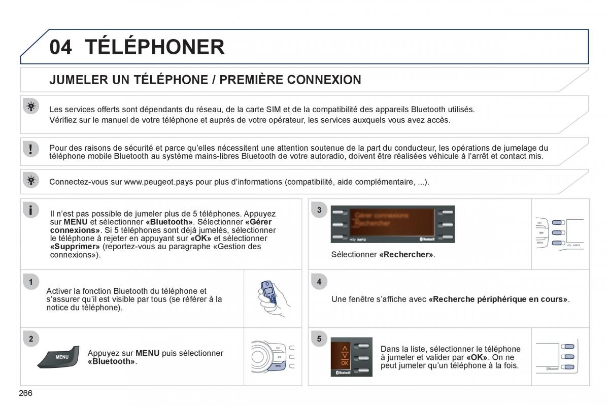 Peugeot 208 manuel du proprietaire / page 268