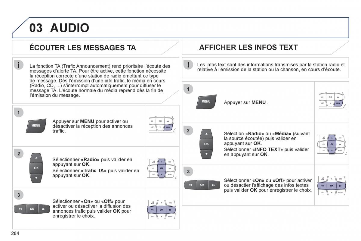 Peugeot 208 manuel du proprietaire / page 286