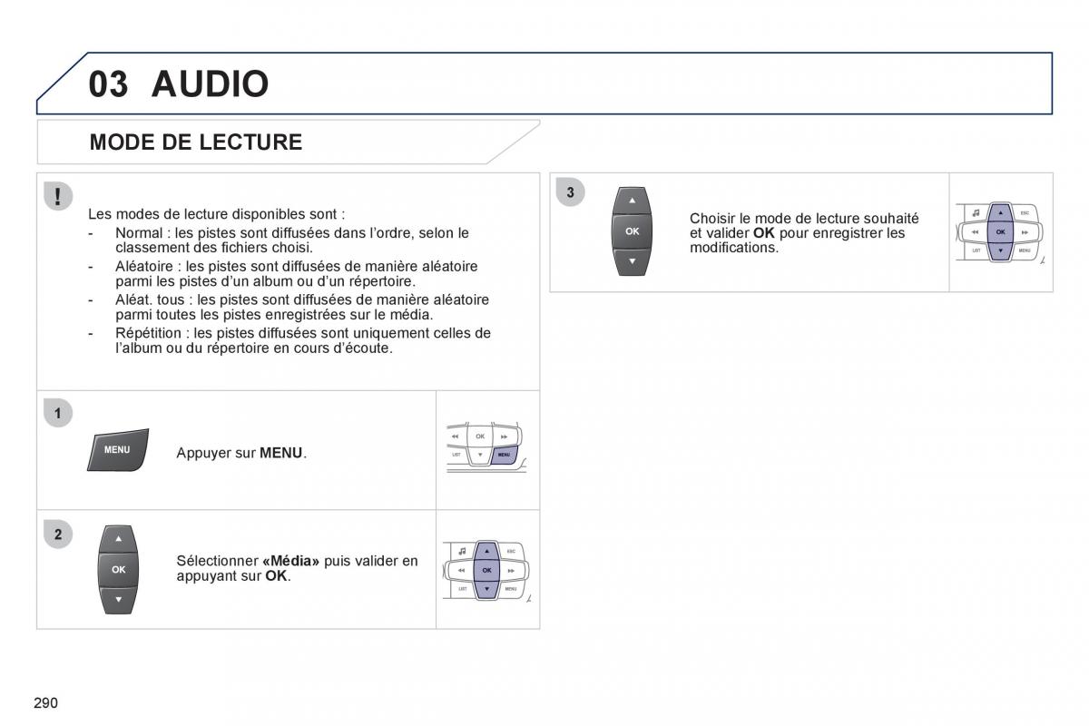 Peugeot 208 manuel du proprietaire / page 292