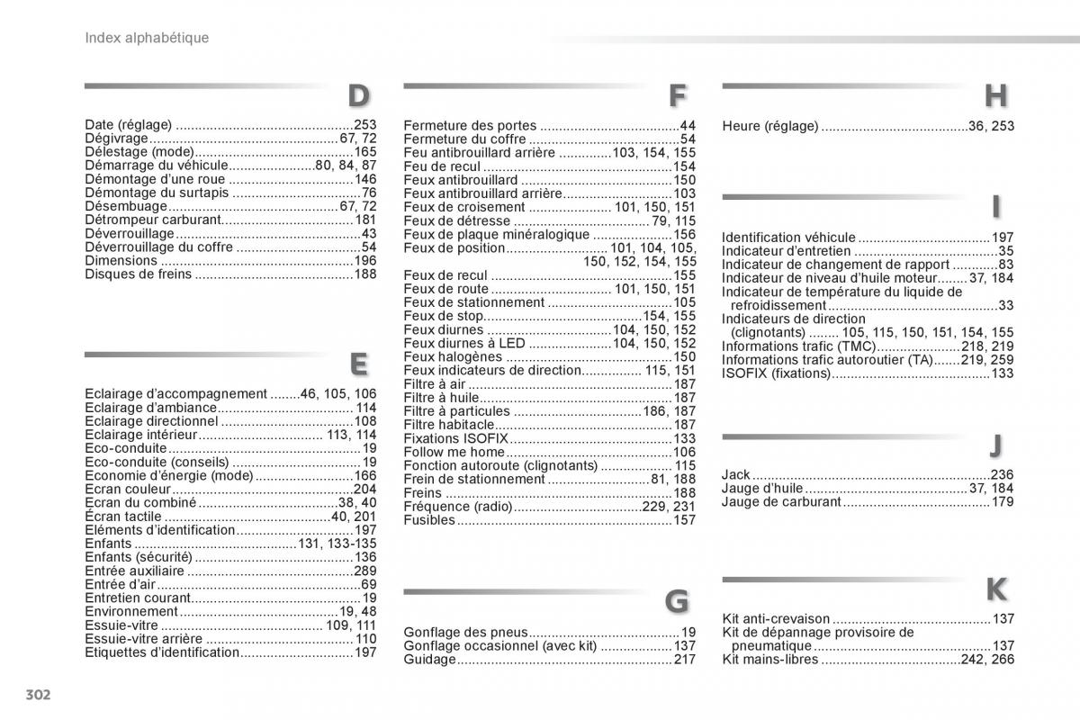 Peugeot 208 manuel du proprietaire / page 304