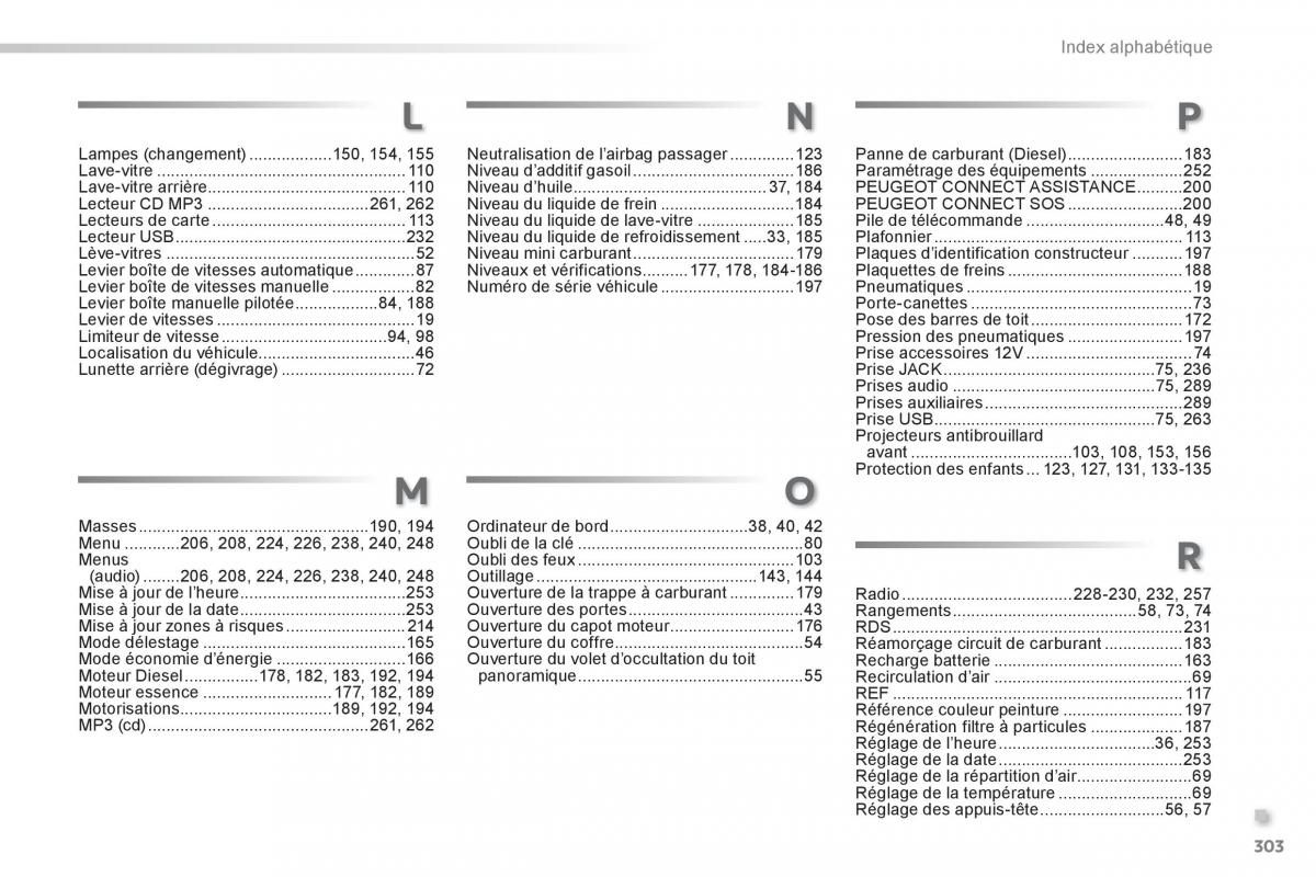 Peugeot 208 manuel du proprietaire / page 305