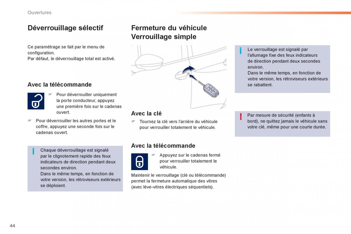 Peugeot 208 manuel du proprietaire / page 46