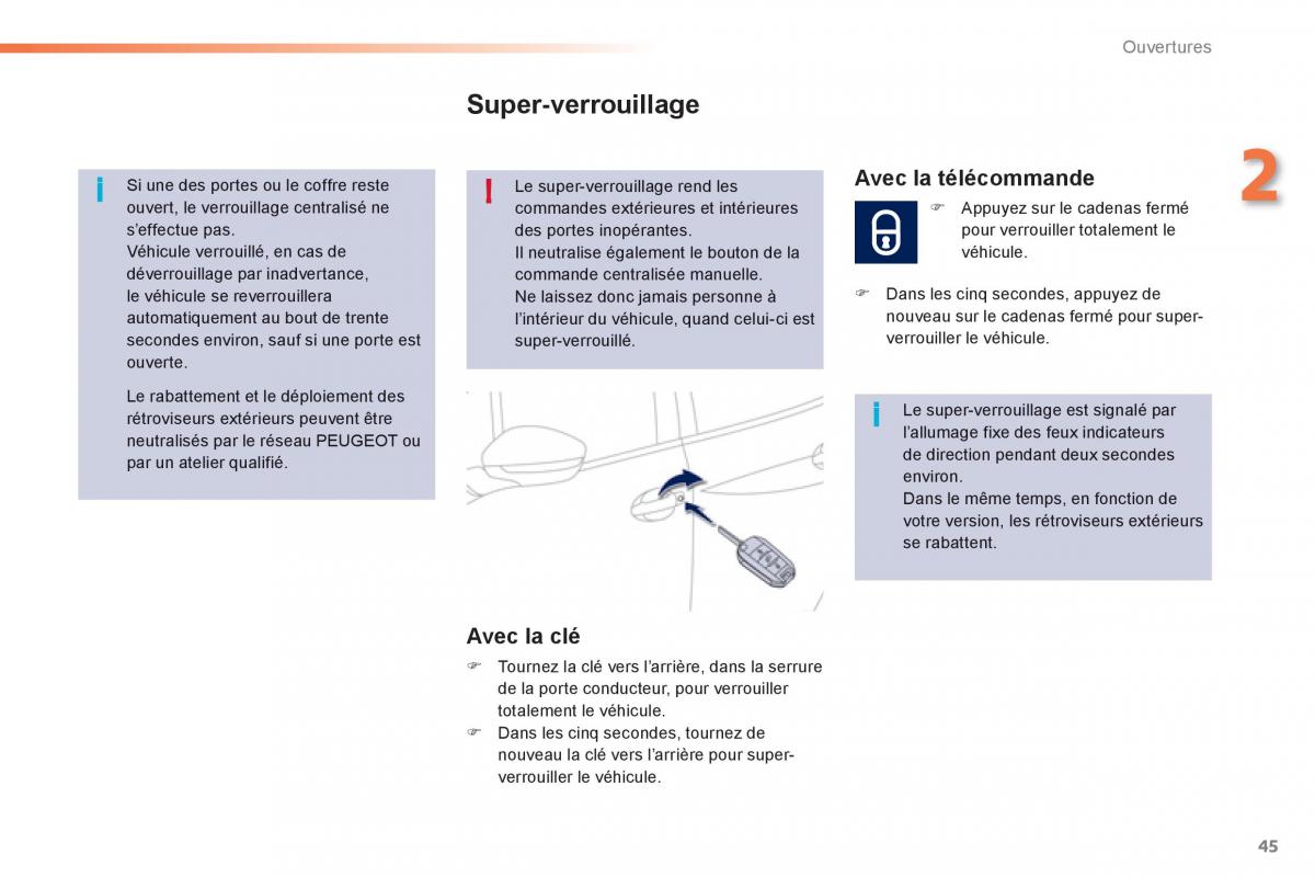 Peugeot 208 manuel du proprietaire / page 47