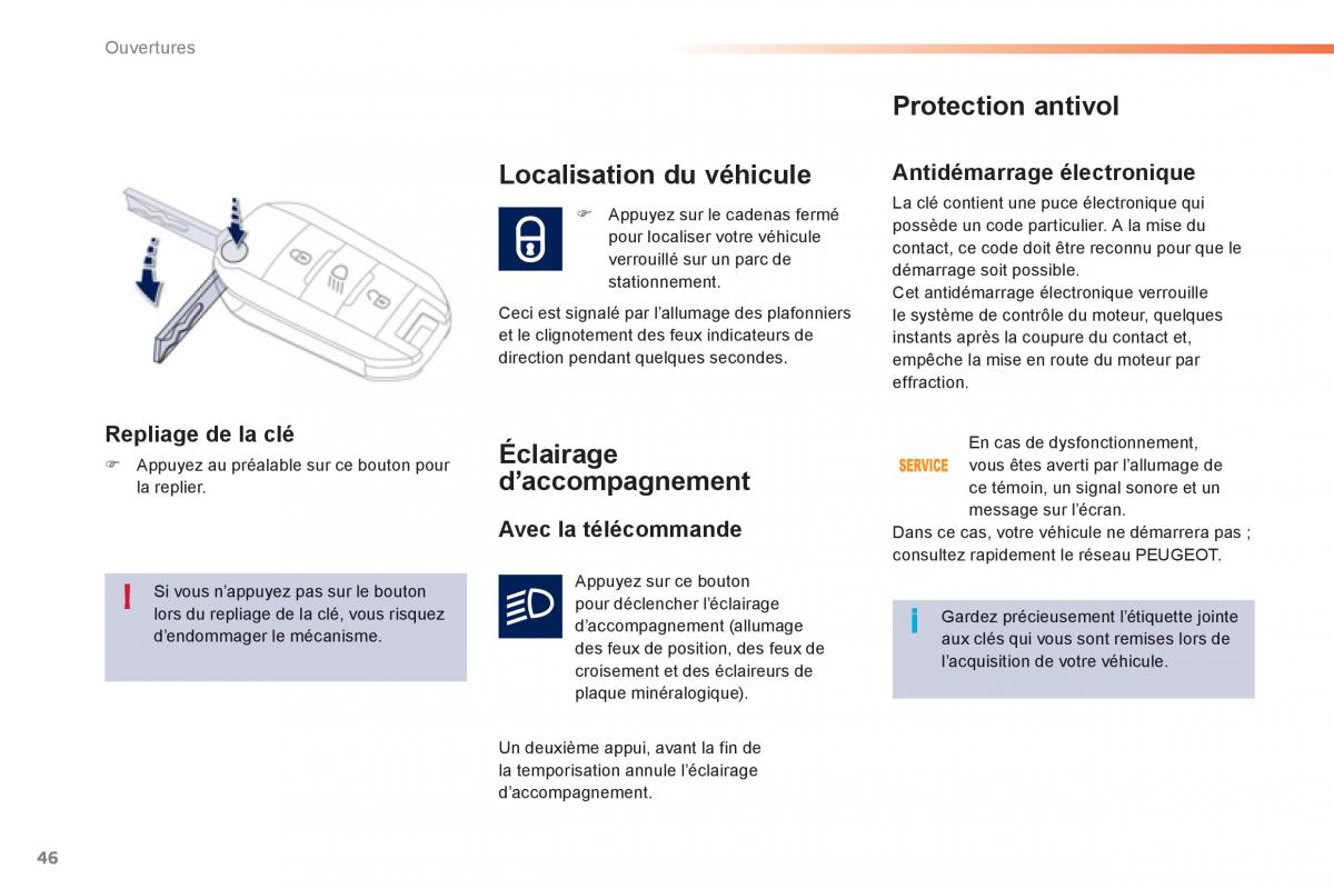 Peugeot 208 manuel du proprietaire / page 48