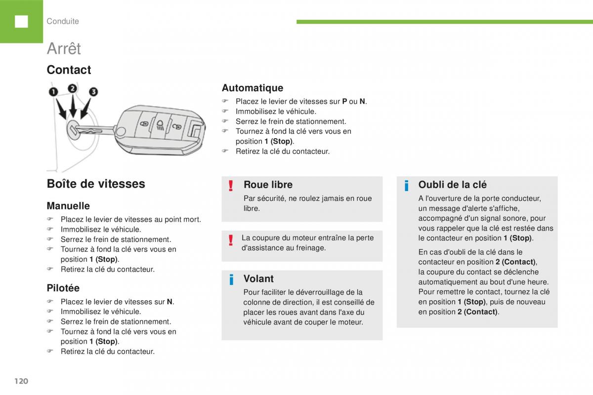 Peugeot 208 FL manuel du proprietaire / page 122