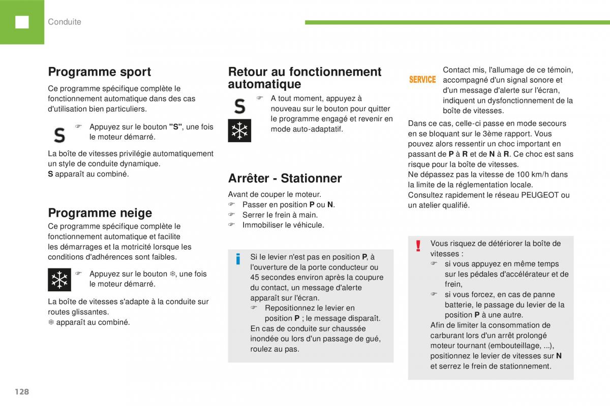 Peugeot 208 FL manuel du proprietaire / page 130