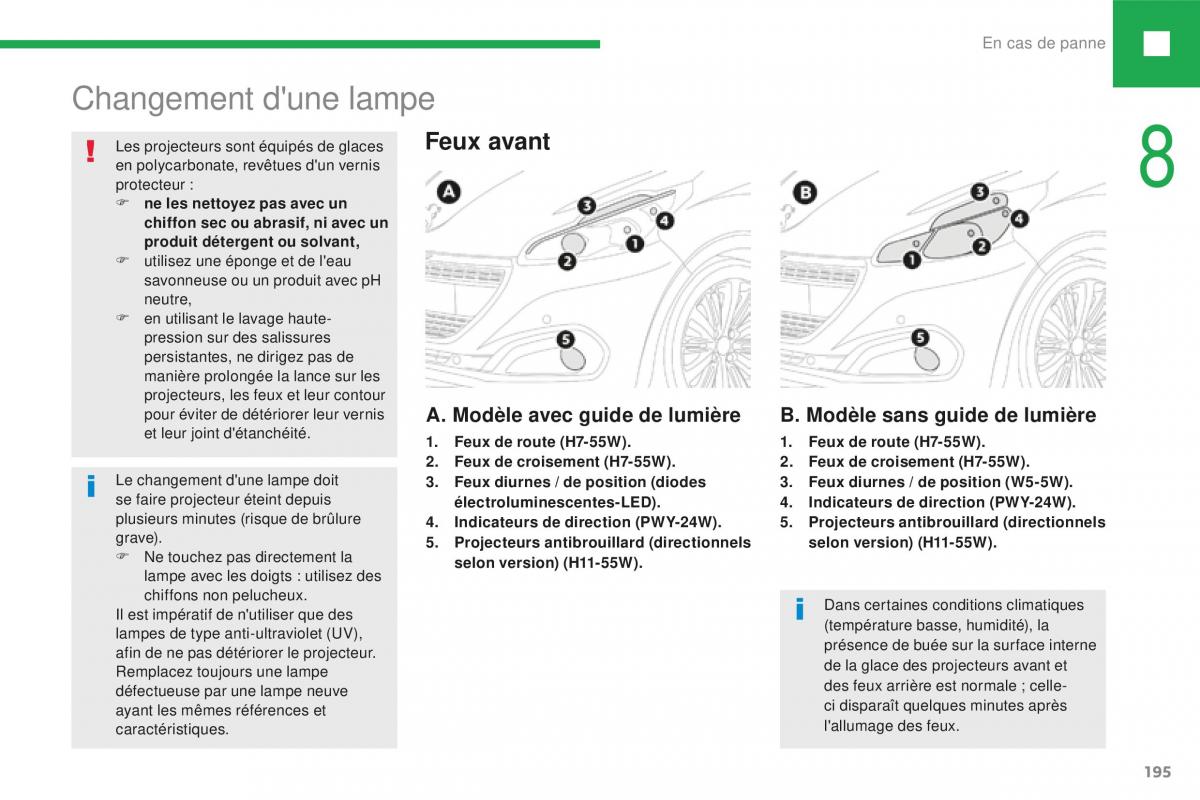 Peugeot 208 FL manuel du proprietaire / page 197