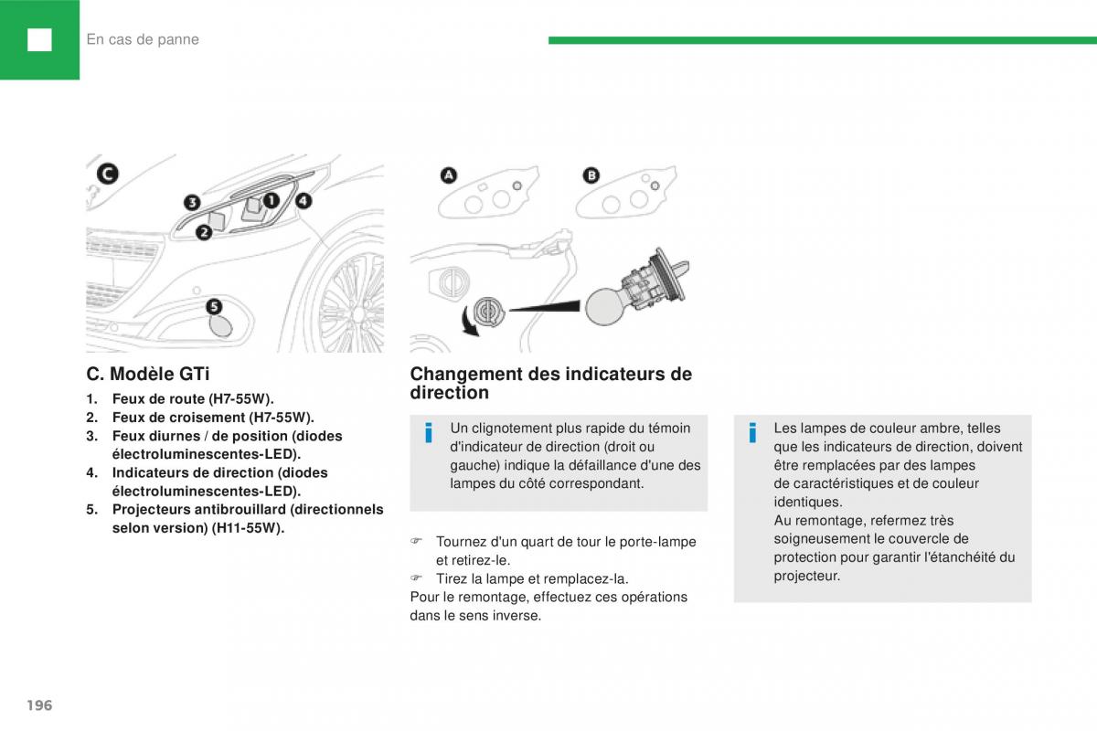 Peugeot 208 FL manuel du proprietaire / page 198