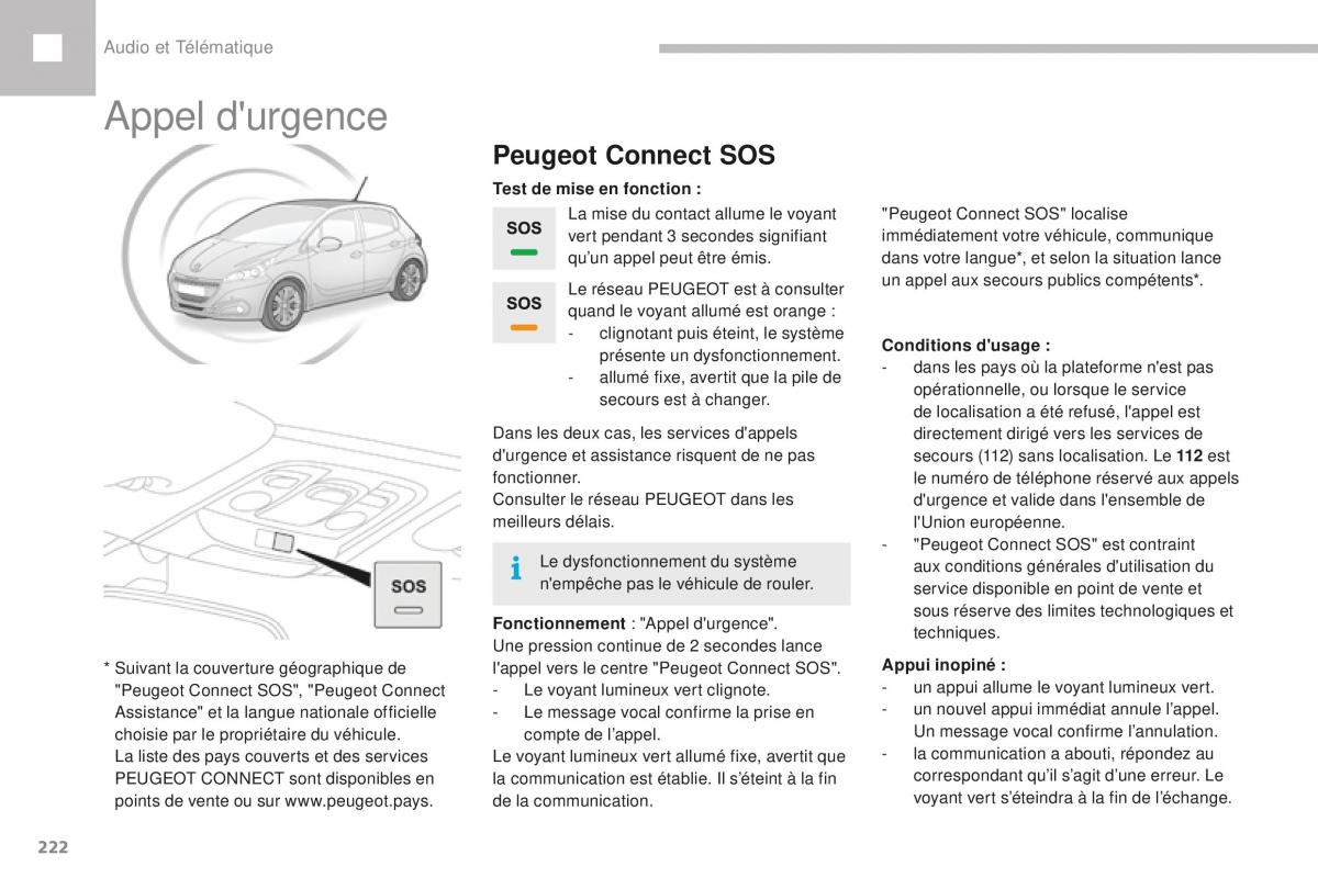 Peugeot 208 FL manuel du proprietaire / page 224