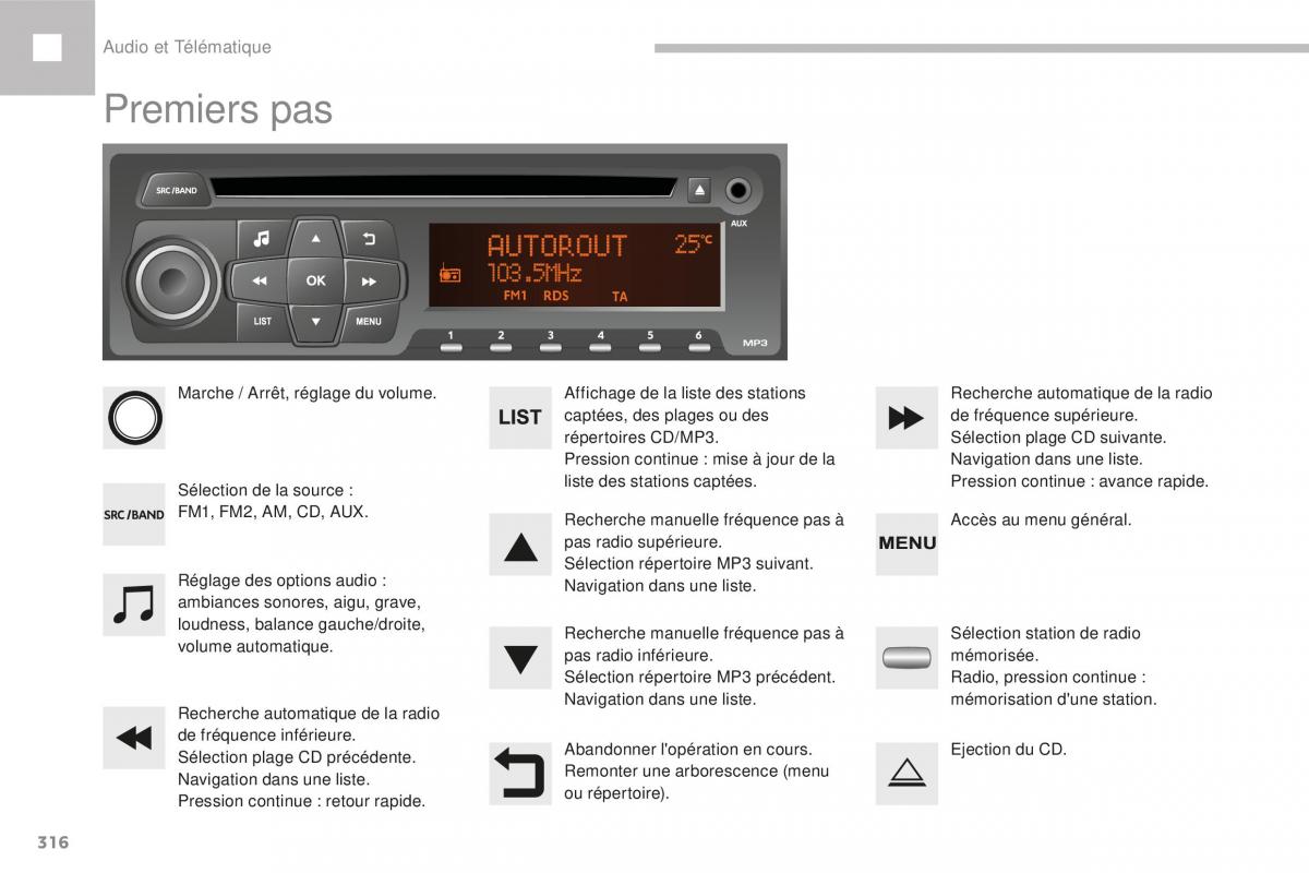 Peugeot 208 FL manuel du proprietaire / page 318