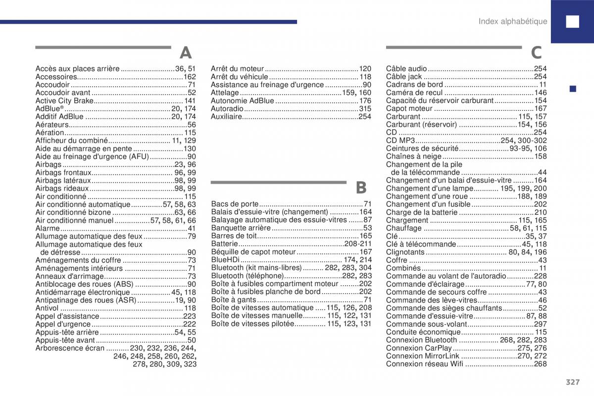 Peugeot 208 FL manuel du proprietaire / page 329