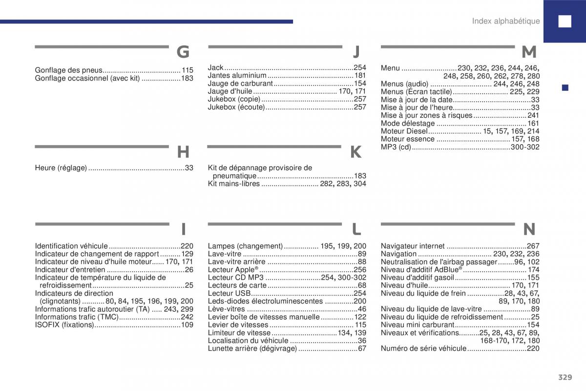 Peugeot 208 FL manuel du proprietaire / page 331